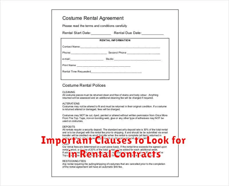 Important Clauses to Look for in Rental Contracts